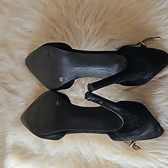 Jessica Simpson black suede stiletto sandals ankle straps high heel - Picture 10 of 13